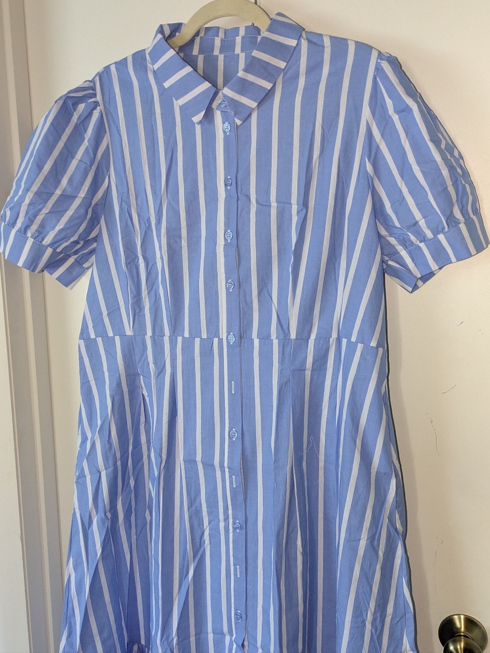 Blue & White Striped Button-Front Kids Dress By Utcoco NWT - Picture 2 of 13
